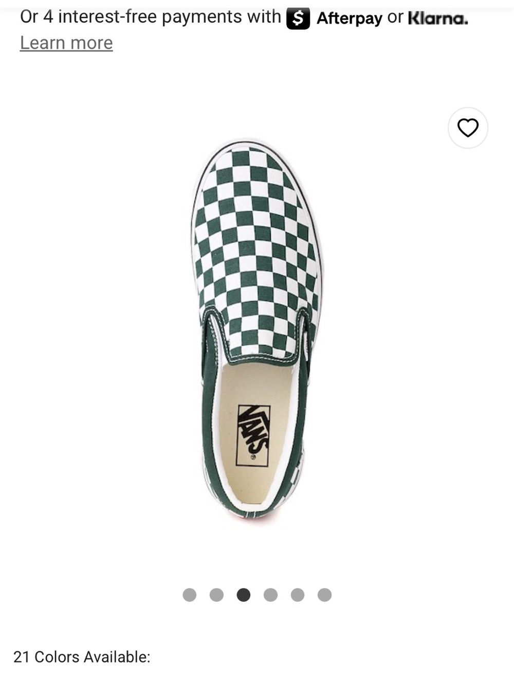 Vans Women’s Checkerboard Slip-On in Green and White